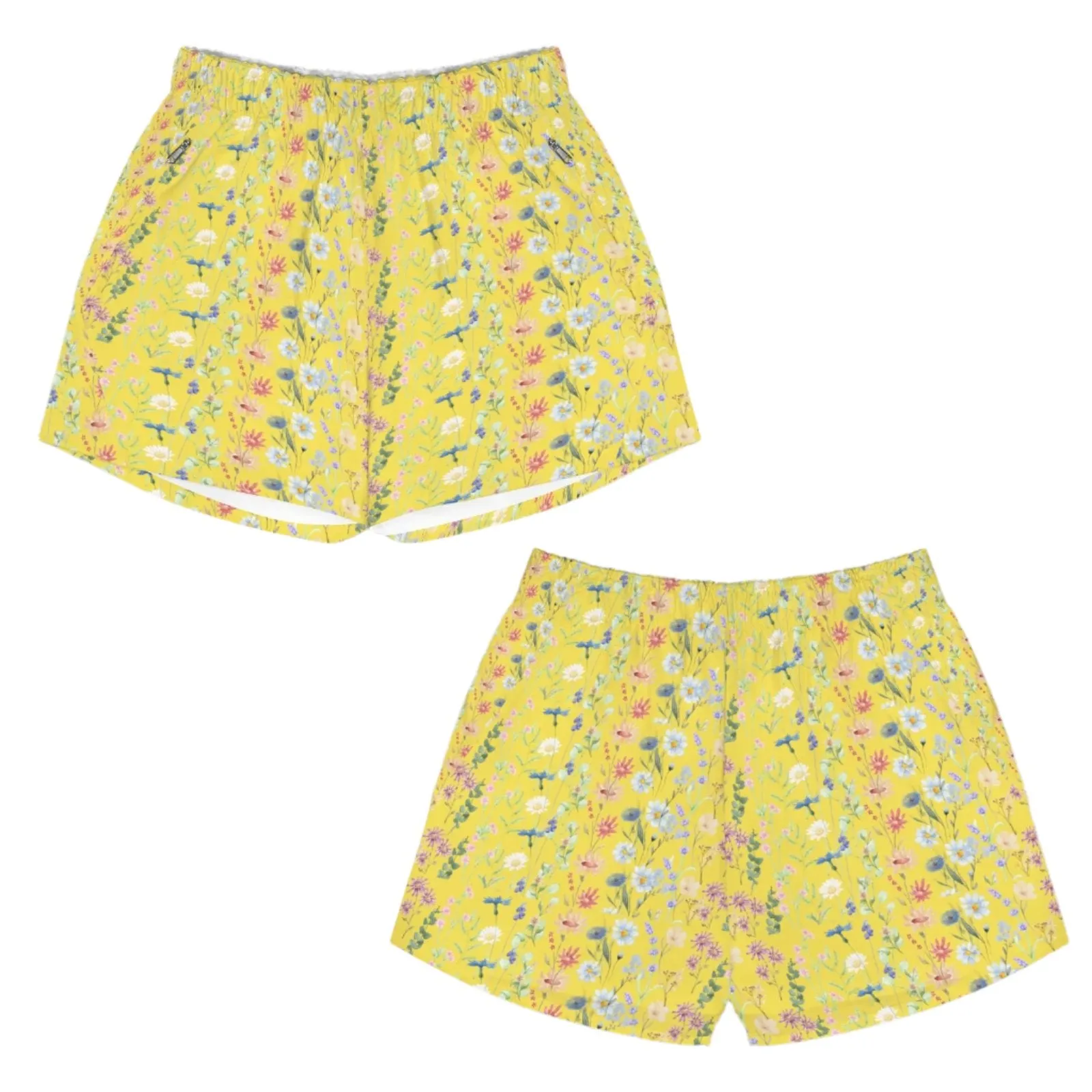 Wildflowers Painted Yellow Zip Pocket Shorts up to 5 XL (FWS)