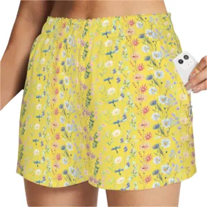 Wildflowers Painted Yellow Zip Pocket Shorts up to 5 XL (FWS)