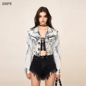 WildWorld Rider Denim Short Jacket In Cream