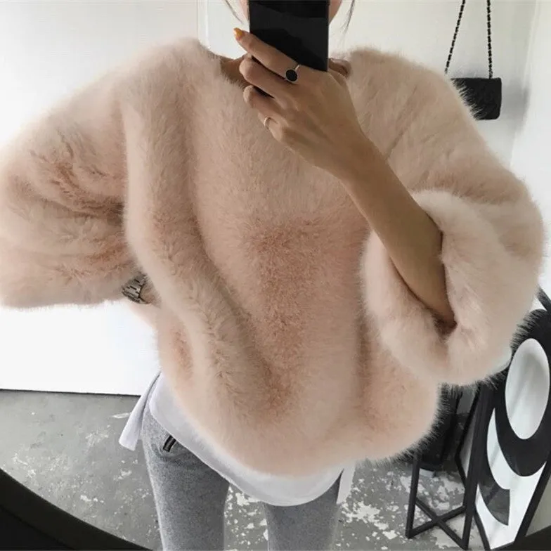 Women New Faux Fur Warm Sweaters