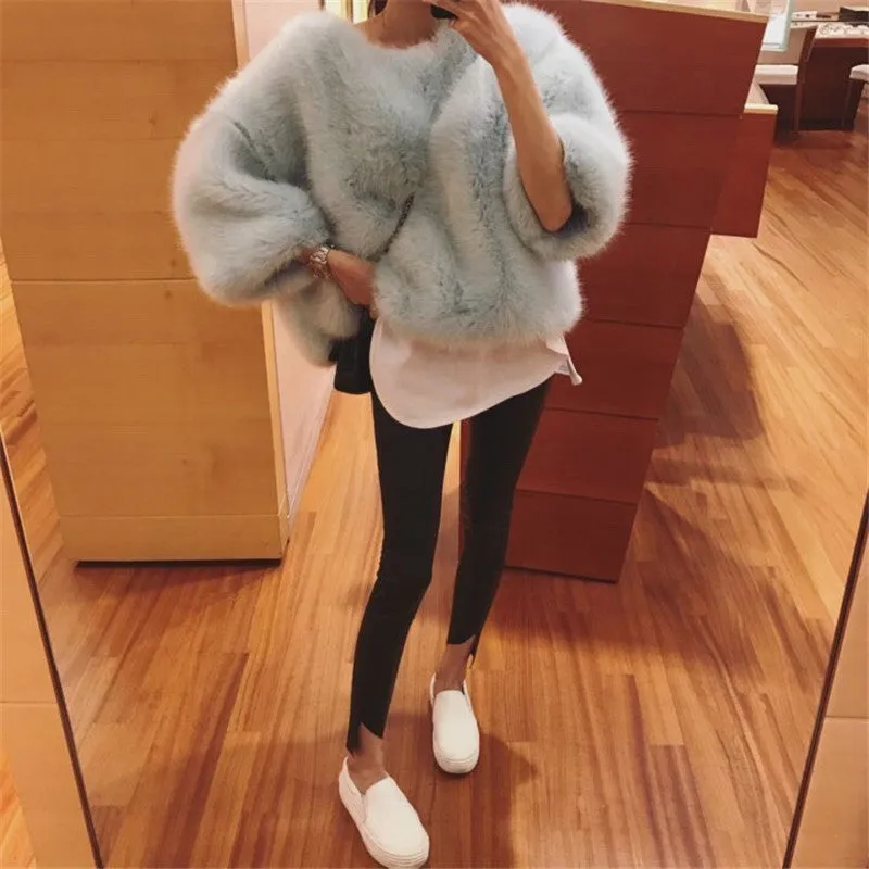 Women New Faux Fur Warm Sweaters